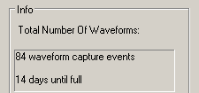 Figure 9. The total number of waveform captures and total time (if using Periodic Capture) is displayed in the Info box