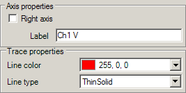 Figure 4. Axis (top) and Trace (bottom) properties