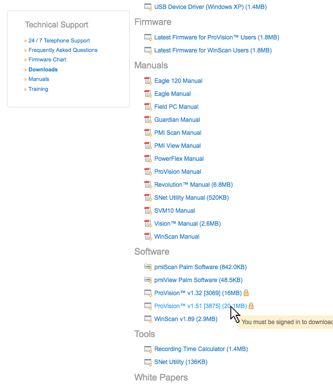 Figure 3. Click on the most recent version of ProVision.