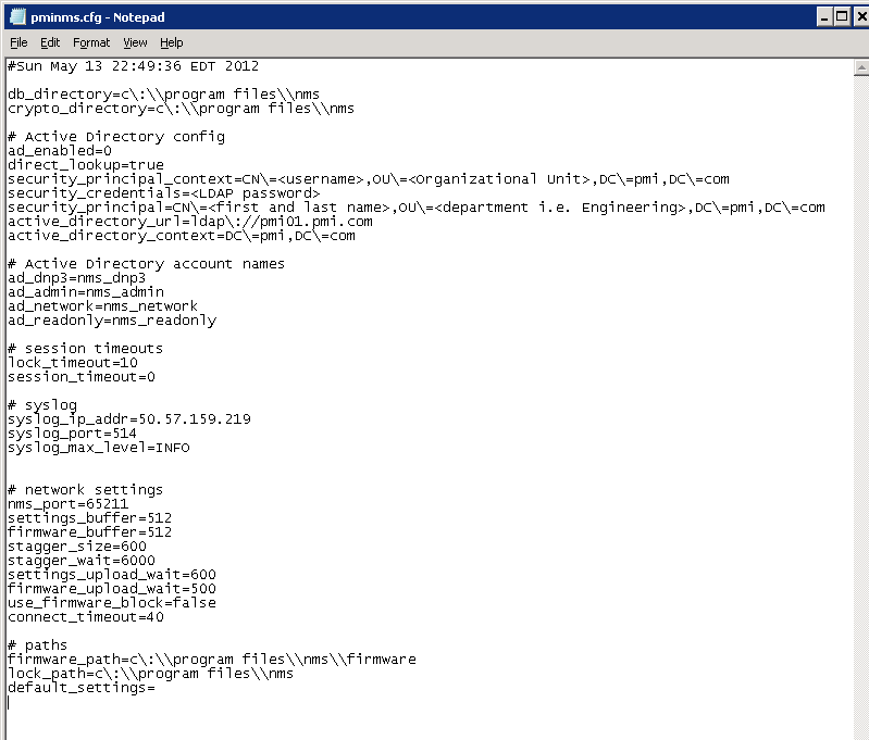 Figure 1. Primary configuration file