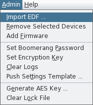 Figure 4. Admin application menu