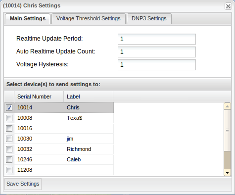 Figure 7. Edit settings window