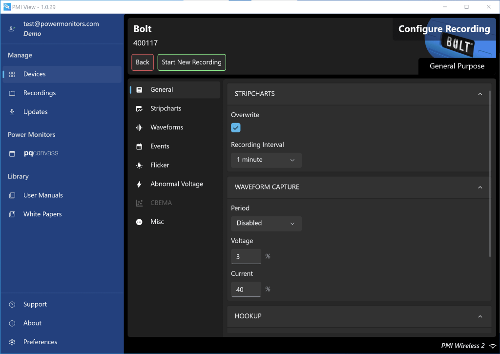 Figure 12. Configuring a New Recording
