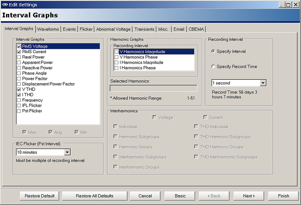 Figure 7. Recommended settings for interval data