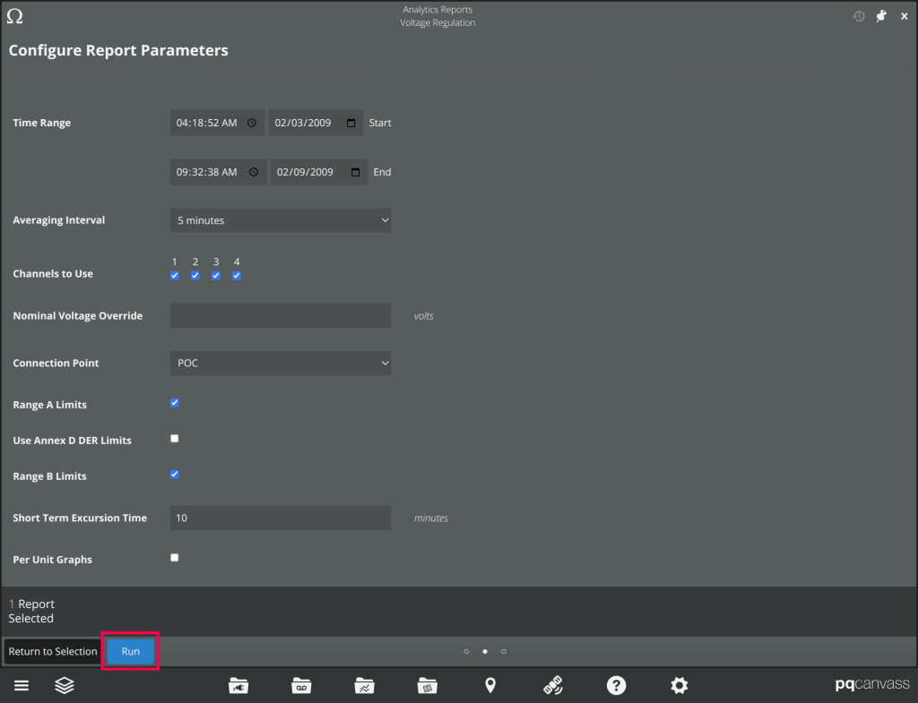 Voltage Regulation
Report Parameters