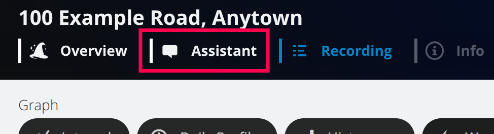 Figure 1. Recording page with the Assistant tab highlighted 
